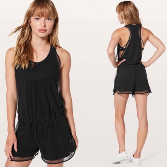 lululemon athletica Pants - LULULEMON Non-Stop Black Mesh Romper